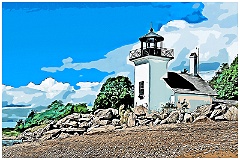 Bristol Ferry Lighthouse in Rhode Island - Digital Painting